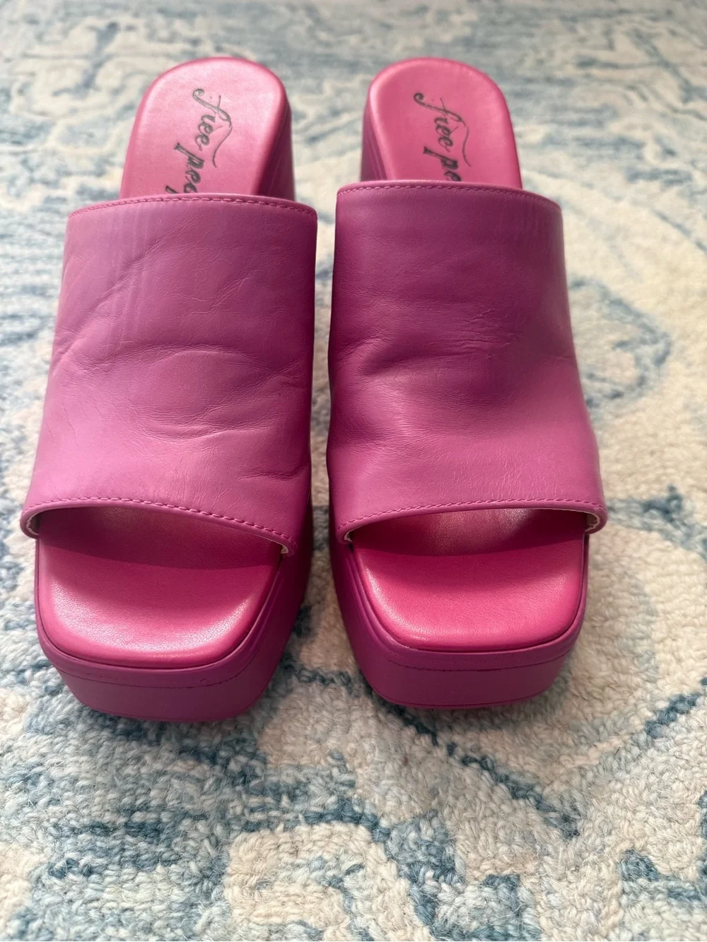Free People Bubblegum Pink Platform Mule Heels